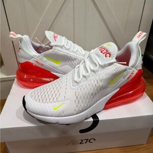 Nike Air Max 270 White Bright Crimson Volt (Women's)
